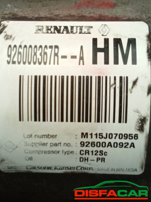 Compressore clima usato Dacia Duster DOKKER - LODGY 2010, codice H4MD7 – foto 3 di 10