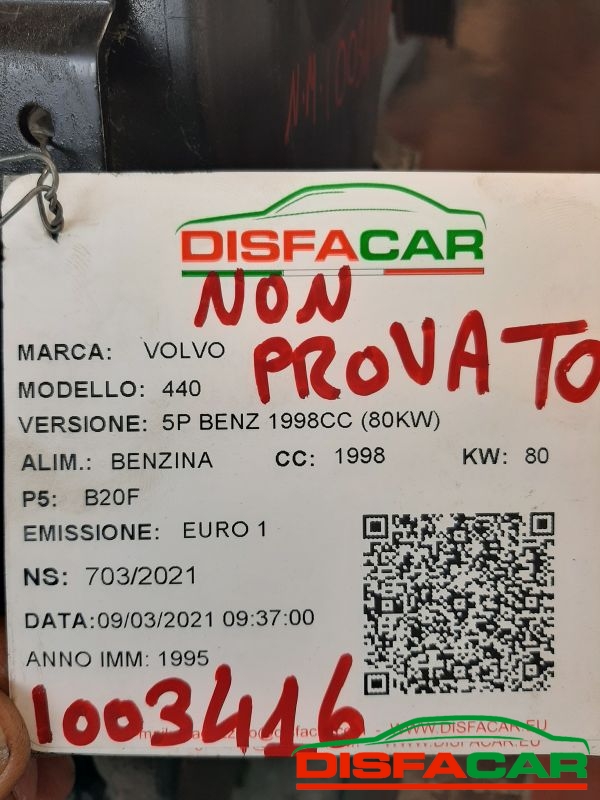 Motore usato Volvo 440 MOTORE NON PROVATO 1995, codice B20F – foto 7 di 8