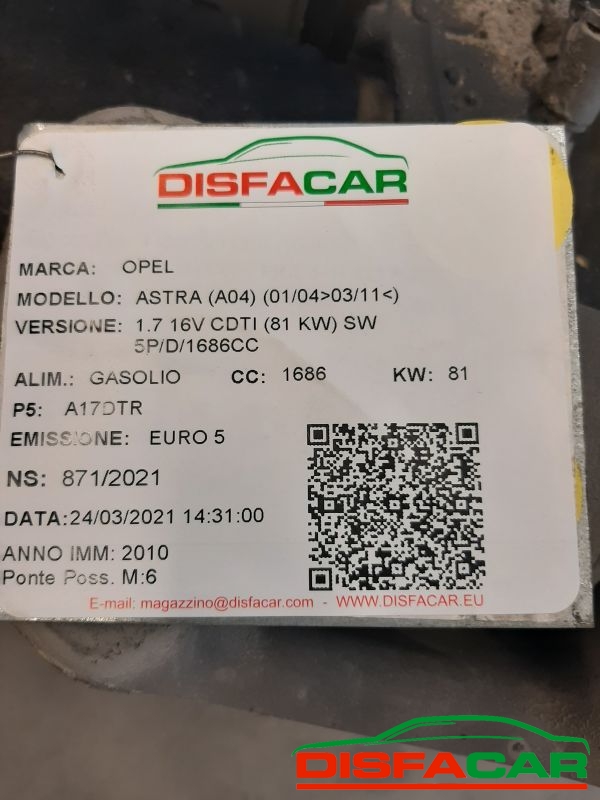 Assale posteriore usato Opel Astra J( CILINDRATA 1600 BENZINA MOZZO PIÙ PICCOLO DI 2 CM) 2004, codice A17DTR – foto 8 di 8