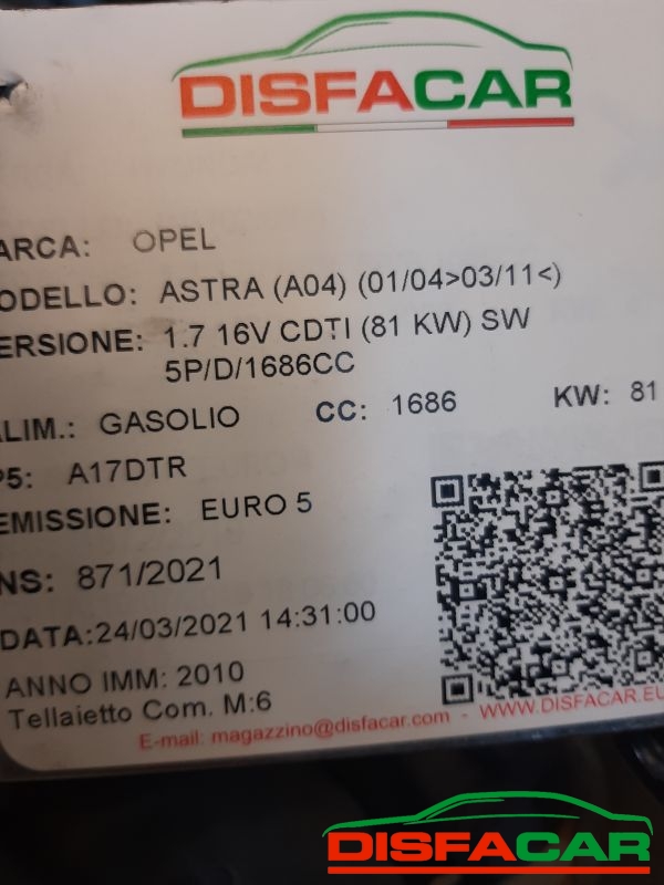 Telaietto anteriore usato Opel Astra J 2010, codice A17DTR – foto 15 di 15