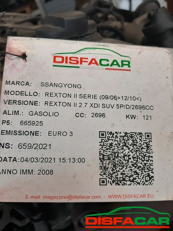 Motore usato Ssangyong REXTON 2 serie 2006, codice 665925 – foto 10 di 11