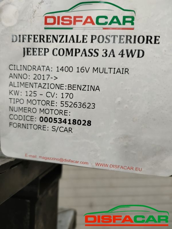 Differenziale posteriore usato Jeep Compass 3A SERIE 4WD 2017, codice 00053418028 – foto 10 di 10