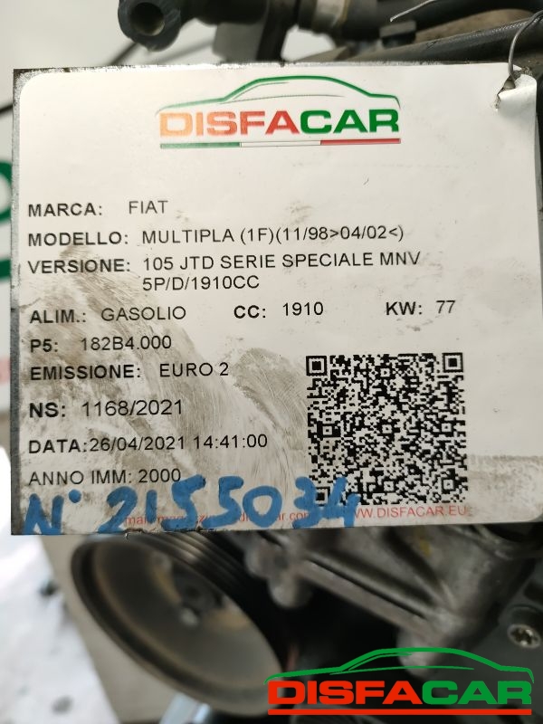 Motore usato Fiat Multipla 1998, codice 182B4000 – foto 12 di 13