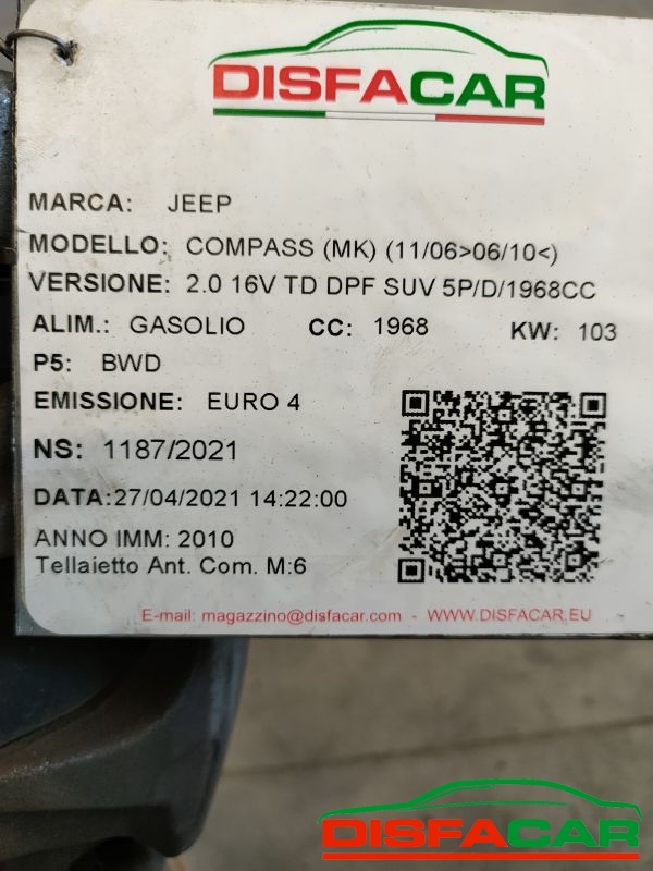 Telaietto anteriore usato Jeep Compass 2006, codice BWD – foto 12 di 12