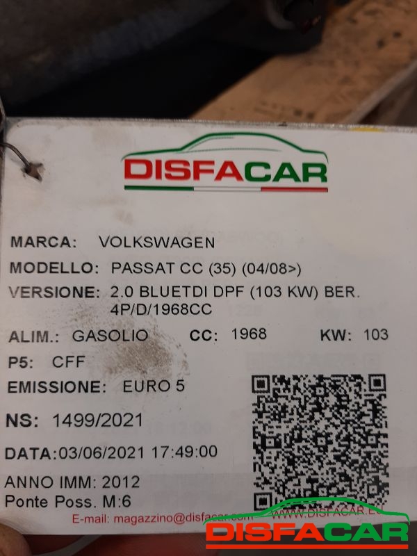Assale posteriore usato Volkswagen Passat BLUE TDI DPF 2010, codice CFF – foto 9 di 9