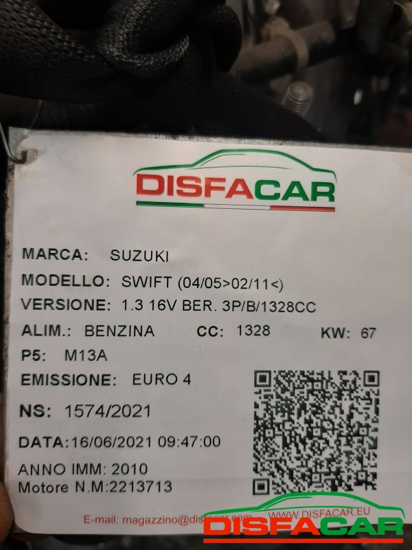 Motore usato Suzuki Swift IMPIANTO a GPL 2005, codice M13A – foto 8 di 9