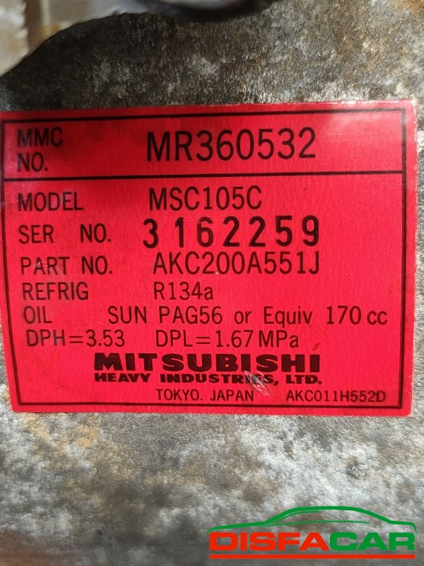 Compressore clima usato Mitsubishi Pajero SPORT - V20 1991, codice mr360532 – foto 3 di 10