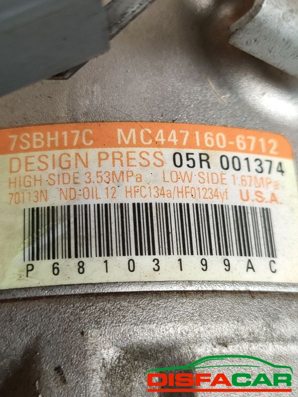 Compressore clima usato Jeep Cherokee 5A SERIE 2013, codice mc447160-6712 – foto 3 di 10