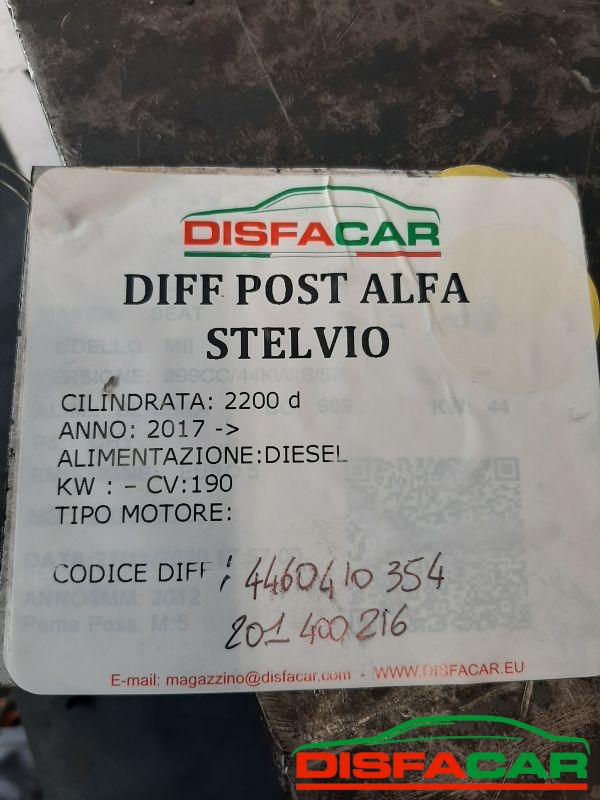 Differenziale posteriore usato Alfa Romeo STELVIO 2017, codice 4460410354-201400216 – foto 8 di 8