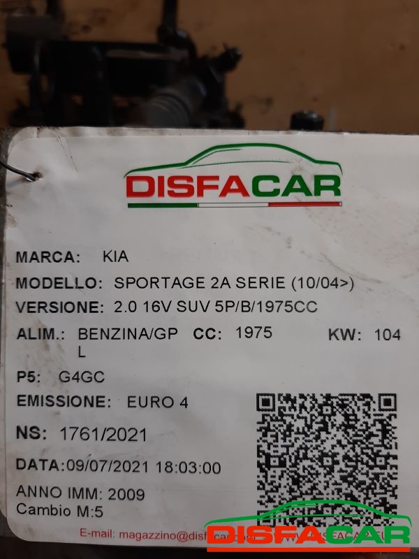 Cambio usato Kia Sportage 2 serie 2004, codice G4GC – foto 9 di 10