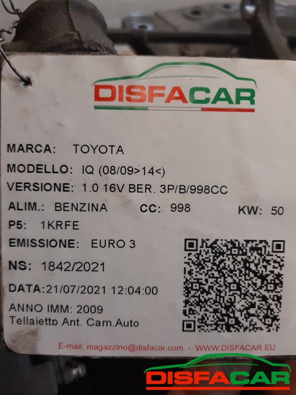 Telaietto anteriore usato Toyota IQ 2009, codice 1KRFE – foto 8 di 8