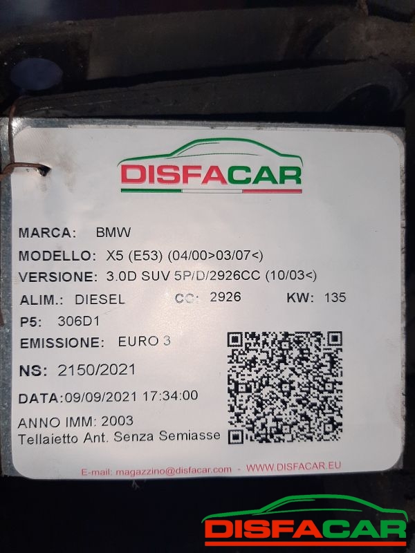Telaietto anteriore usato BMW X5 (E53) 4x4 (SCATOLA GUIDA VENDUTA) 2000, codice 306D1 – foto 12 di 12