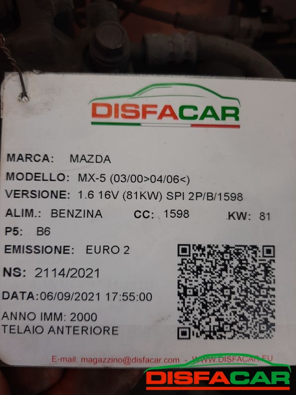 Telaietto anteriore usato Mazda MX-5 2000, codice B6 – foto 10 di 10