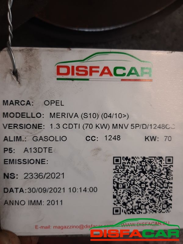 Assale posteriore usato Opel Meriva FRENO A MANO ELETTRICO 2010, codice A13DTE – foto 12 di 12