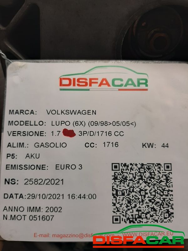 Motore usato Volkswagen Lupo 1998, codice AKU – foto 9 di 10
