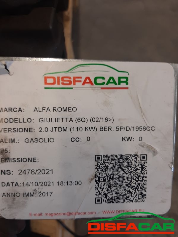 Telaietto anteriore usato Alfa Romeo Giulietta MANCA SCATOLA GUIDA VENDUTA E SEMIASSE DX 2016, codice… – foto 14 di 14