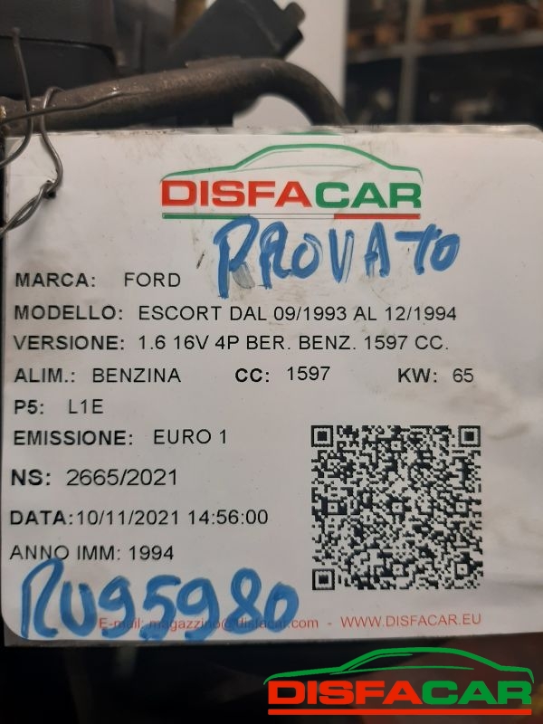 Motore usato Ford Escort 1993, codice L1E – foto 7 di 8