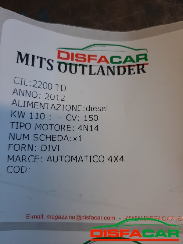 Cambio usato Mitsubishi Outlander 4x4 AUTOMATICO 2012, codice 1xg1d – foto 12 di 13