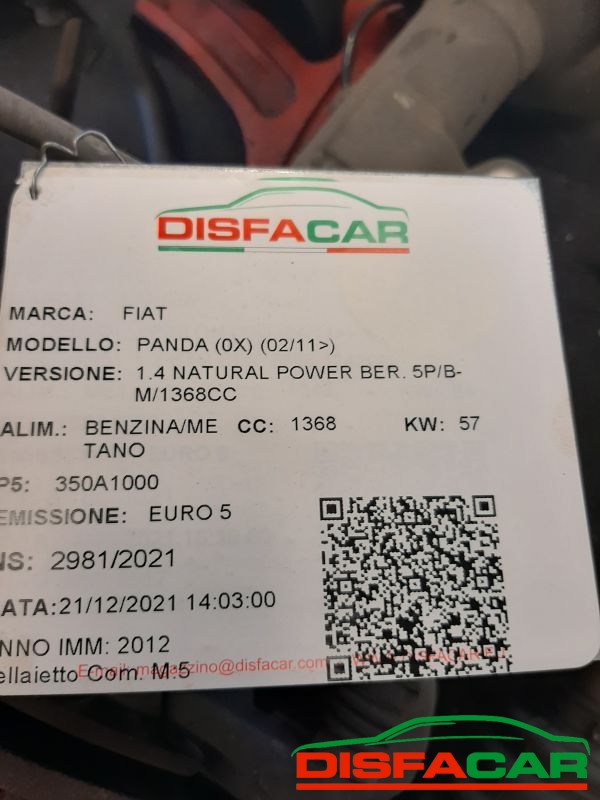 Telaietto anteriore usato Fiat Panda NATURAL POWER 2011, codice 350A1.000 – foto 9 di 9