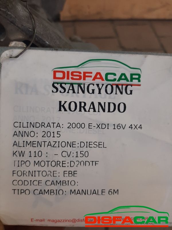 Cambio usato Ssangyong Korando 4x4 2015, codice D20DTF – foto 14 di 15