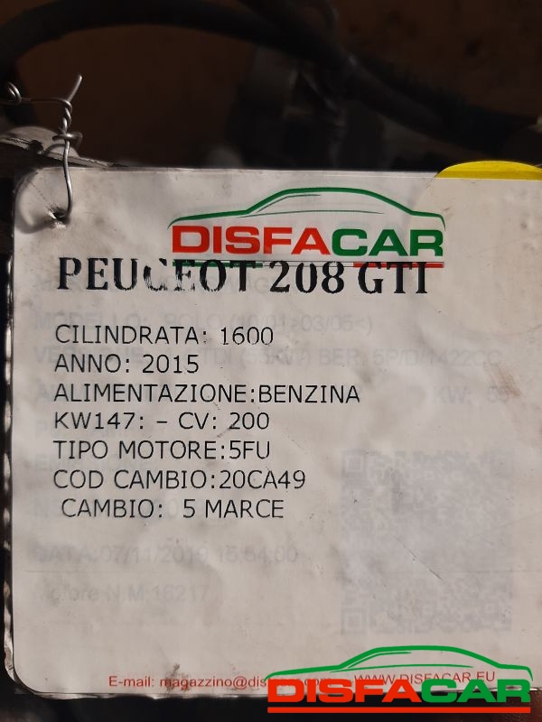 Cambio usato Peugeot 208 GTI 2015, codice 20ca49 – foto 9 di 10