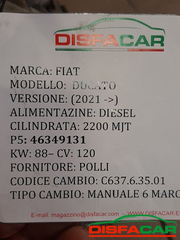Cambio usato Fiat Ducato 2021, codice c637.6.35.01 – foto 12 di 13