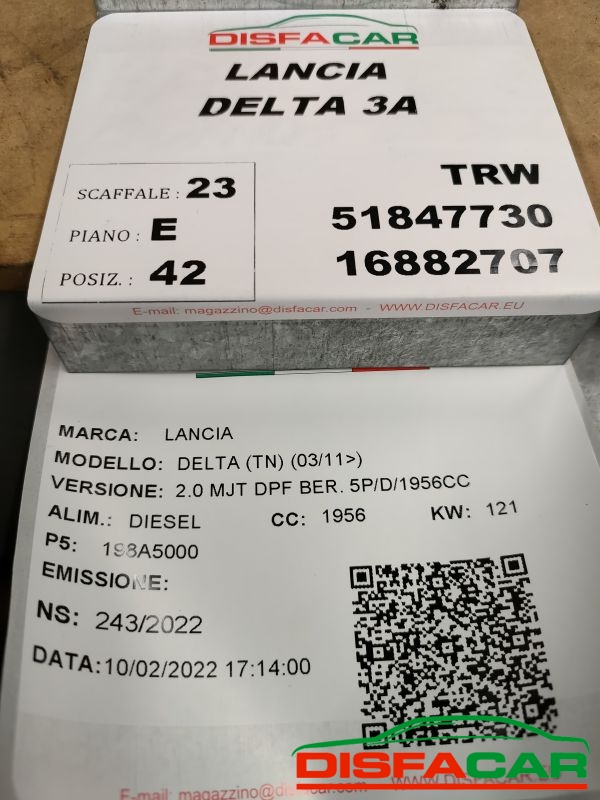 Centralina ABS usata Lancia Delta 3A SERIE 2011, codice 51847730 – foto 10 di 10