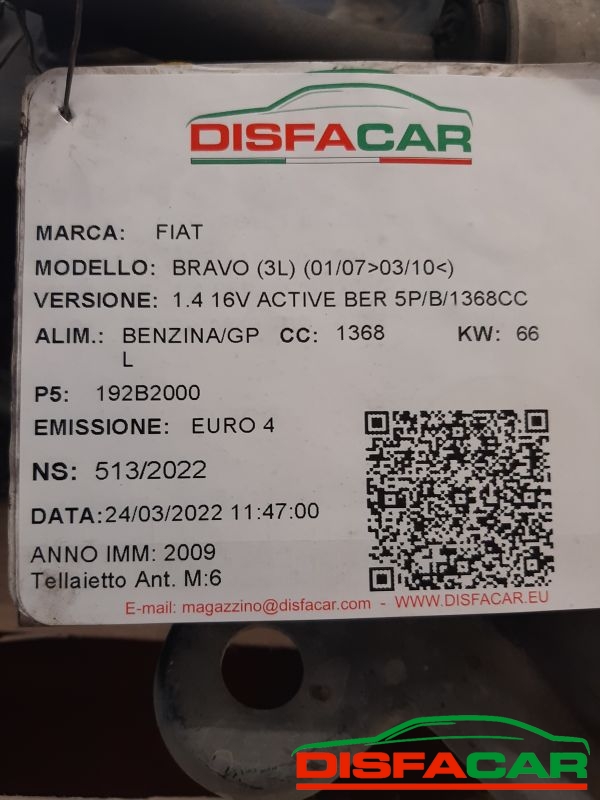 Telaietto anteriore usato Fiat Bravo GPL 2007, codice 192B2000 – foto 8 di 8