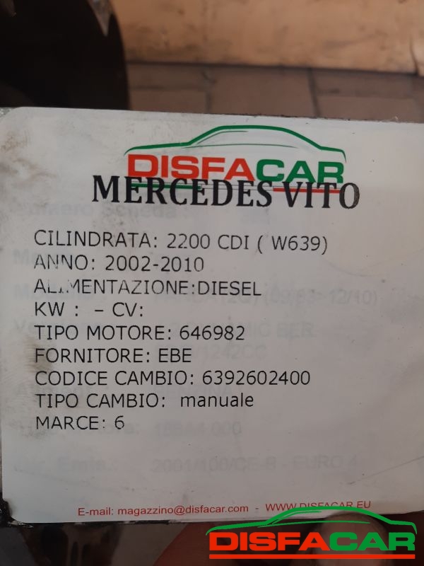 Cambio usato Mercedes Benz Vito (W639) 2002, codice 6392602400 – foto 9 di 10