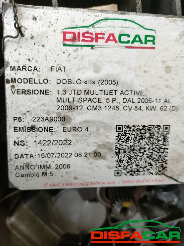 Cambio usato Fiat Doblo 2A SERIE - CON CONTACHILOMETRI 2005, codice 223A9000 – foto 9 di 9