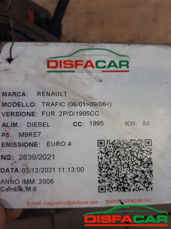Cambio usato Renault Trafic OPEL VIVARO ( CAMBIO DA LAVARE) 2001, codice pf6010 – foto 9 di 10