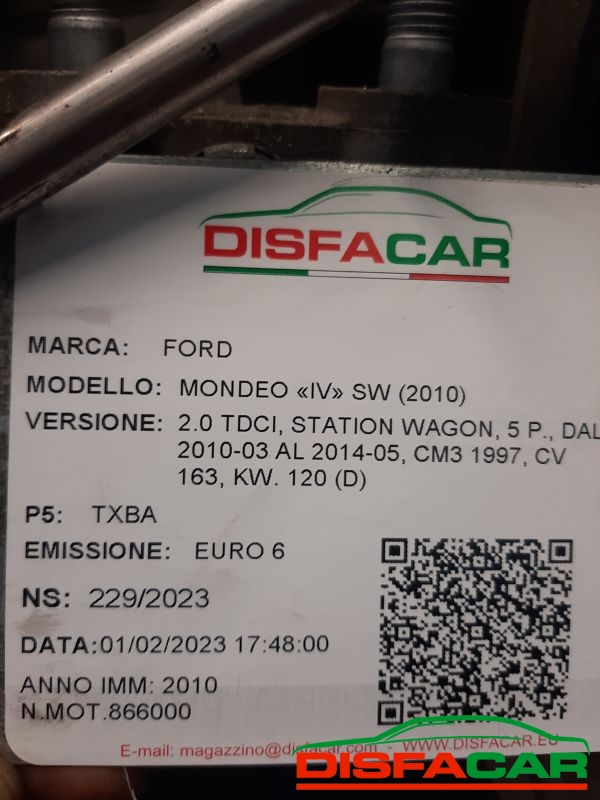 Motore usato Ford Mondeo IV SERIE CAMBIO AUTOMATICO 2010, codice TXBA – foto 11 di 12