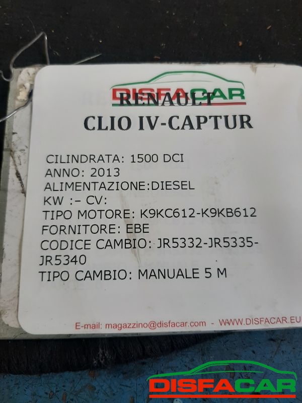 Cambio usato Renault captur CLIO IV( SCHEDA 835 DA LAVARE E POMPA FRIZIONE ROTTA)) 2013, codice jr5332 – foto 11 di 12