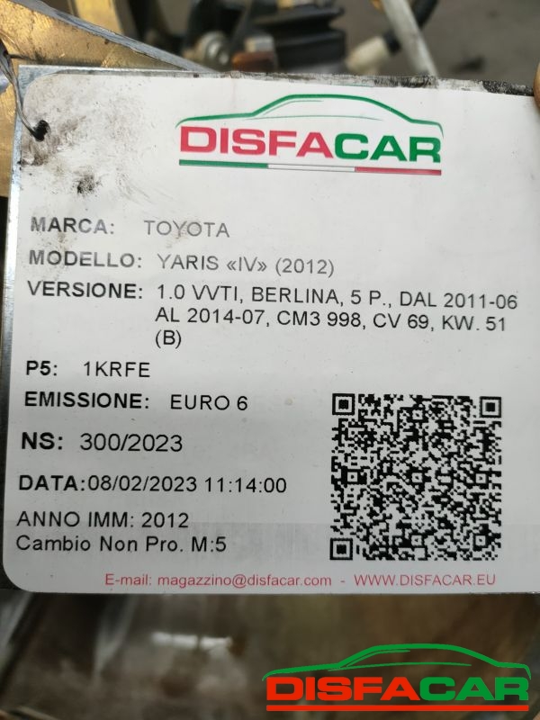 Cambio usato Toyota Yaris FRP YARIS 4 serie 2005, codice 1KRFE – foto 11 di 11