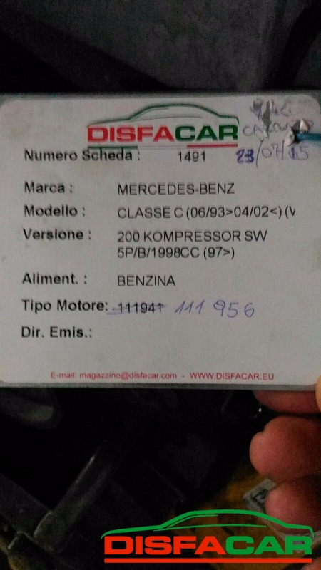 Motore usato Mercedes Benz C 200 Kompressor 1993, codice 111941 – foto 5 di 5