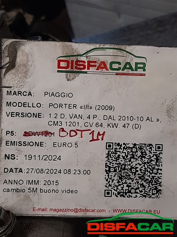 Cambio usato Piaggio Porter 3ª serie (SCHEDA 1922 CAMBIO DA LAVARE) 2010, codice BDT1M – foto 11 di 12