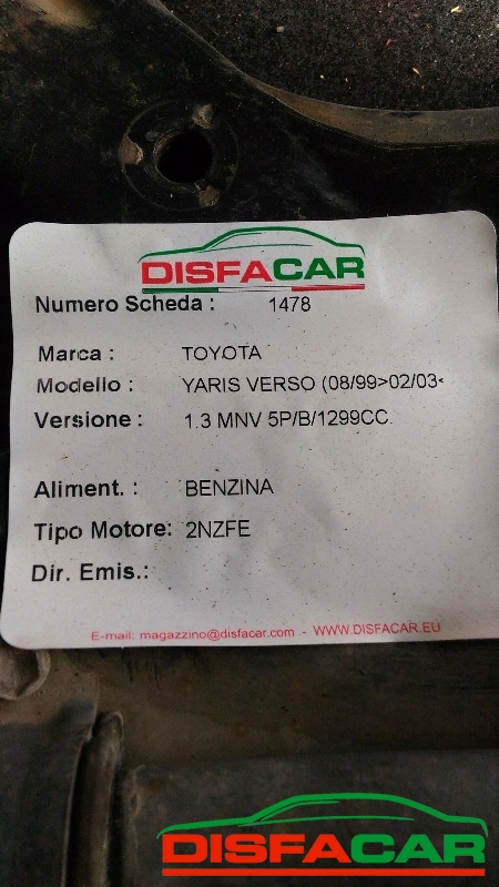 Telaietto anteriore usato Toyota Yaris YARIS VERSO 1999, codice 1SZFE – foto 12 di 14
