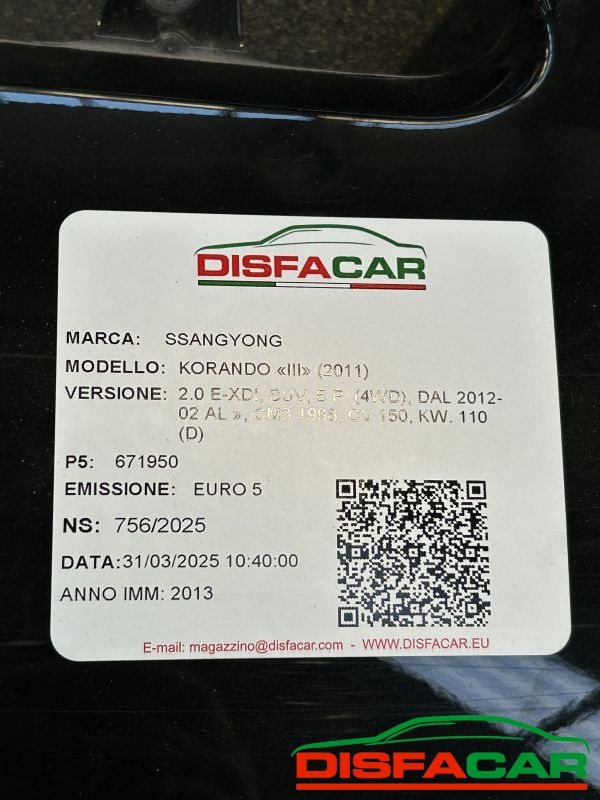LAMIERATI usato Ssangyong Korando 2010 - Ricambio originale garantito