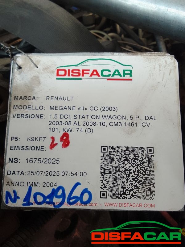Foto ricambio: MOTORE Renault Megane 2 serie 2003-2008