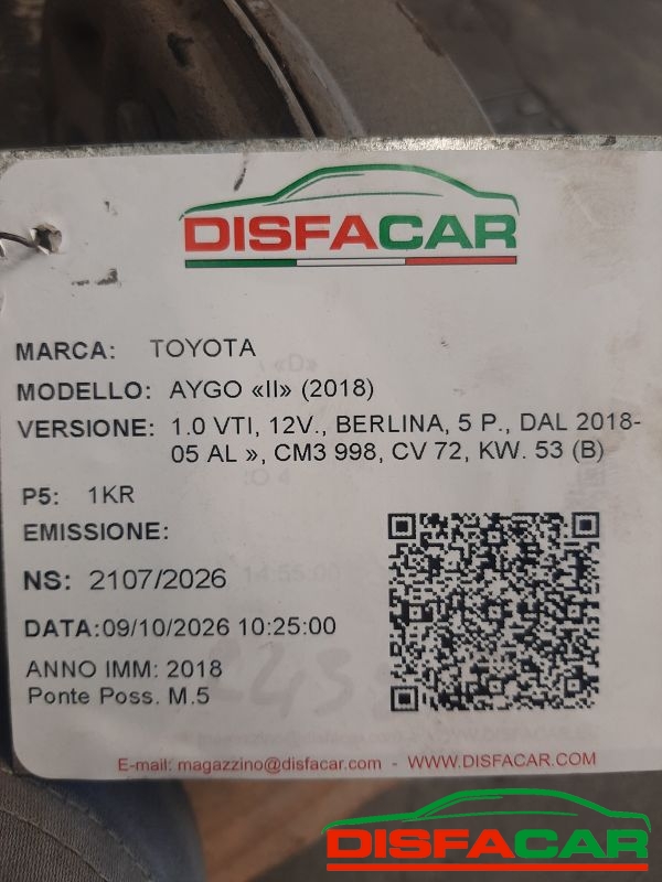 Assale posteriore Toyota Aygo 2018