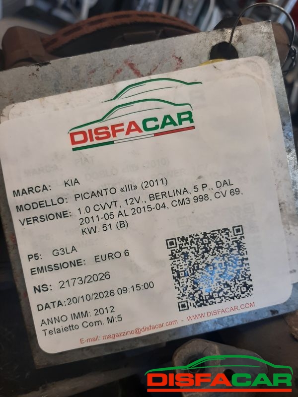 Telaietto anteriore usato Kia Picanto 3ª serie 2011, codice G3LA – foto 14 di 14