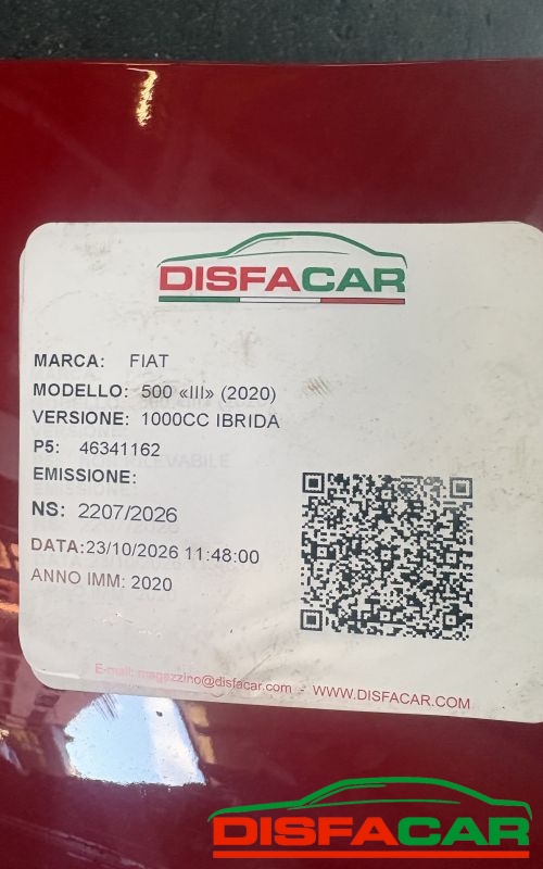 Lamierati usati Fiat 500 2020, codice 46341162 – foto 26 di 26