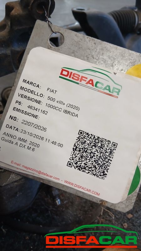 Telaietto anteriore usato Fiat 500 HYBRID ( GUIDA A DX) 2020, codice 46341162 – foto 2 di 13