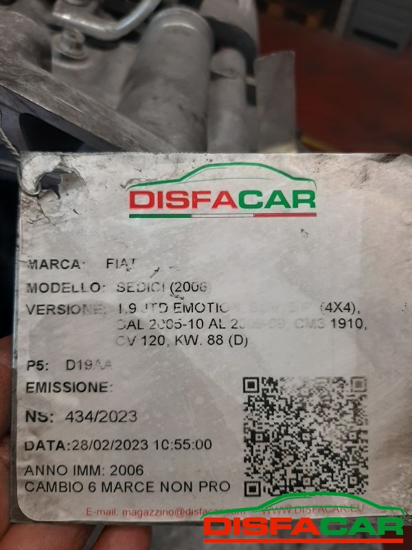 Cambio usato Fiat Sedici 2006, codice D19AA – foto 12 di 12