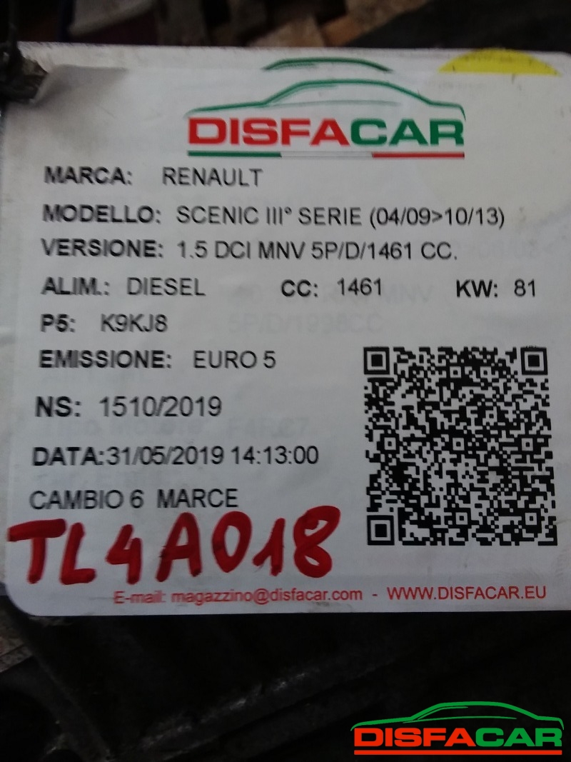 Cambio usato Renault Megane 3A SERIE 2008, codice tl4a040 – foto 10 di 12