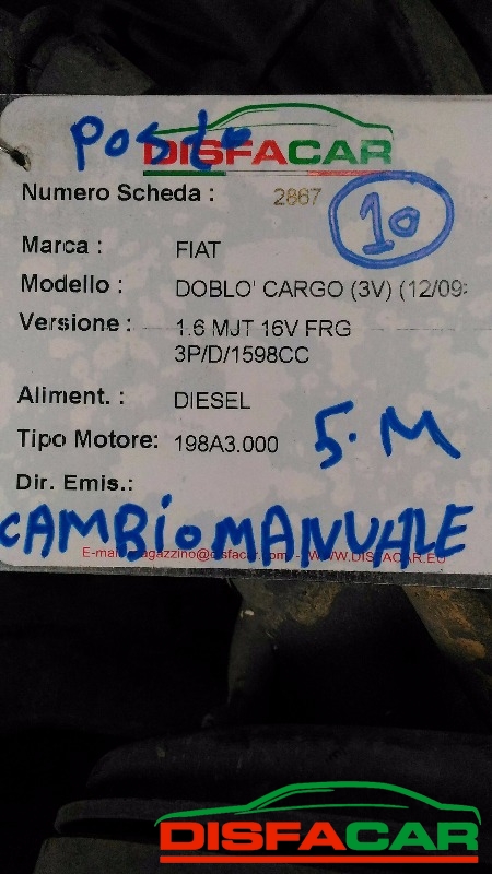 Assale posteriore usato Fiat Doblo CARGO 2009, codice 198A3.000 – foto 10 di 10