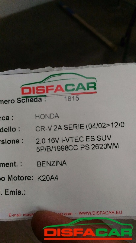 Albero di trasmissione usato Honda CR-V 2A SERIE 2002, codice K20A4 – foto 11 di 11