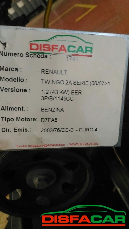 Motore usato Renault Twingo 2A SERIE 2007, codice D7FA8 – foto 7 di 7